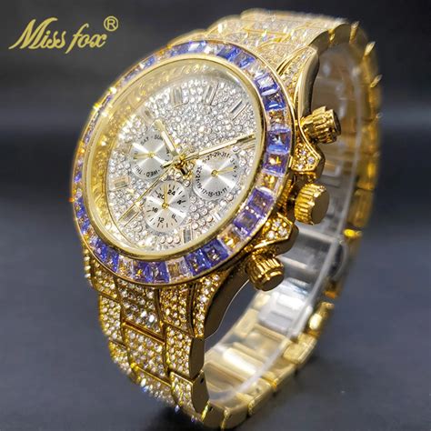 ebay mens watches fake diamonds red|moissanite diamond watch men's.